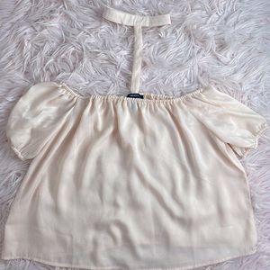 cream choker blouse